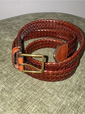 Vtg Cole Haan Braided Leather Belt 42 Brown